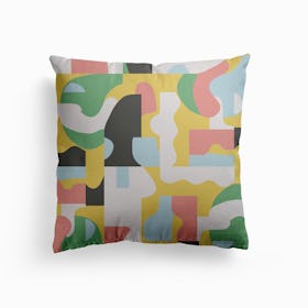 Organic Matisse Blocks Pink Mustard Canvas Cushion