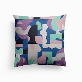 Organic Matisse Blocks Blue Canvas Cushion