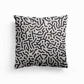 Organic Digital Shapes Black Canvas Cushion