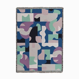 Organic Matisse Blocks Blue Woven Throw