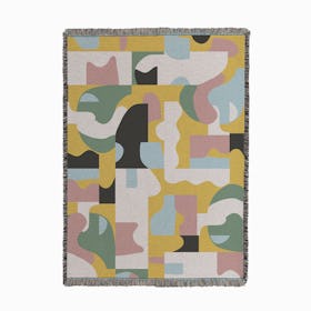 Organic Matisse Blocks Pink Mustard Woven Throw