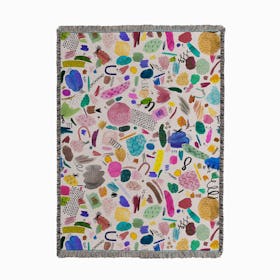 Colorful Abstract Marks Scribbles Woven Throw
