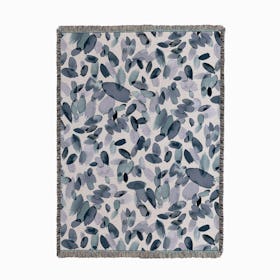 Watercolor Petal Stains Blue Greyish Woven Throw