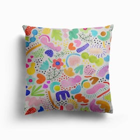 Playful Abstract Colourful Summer Canvas Cushion