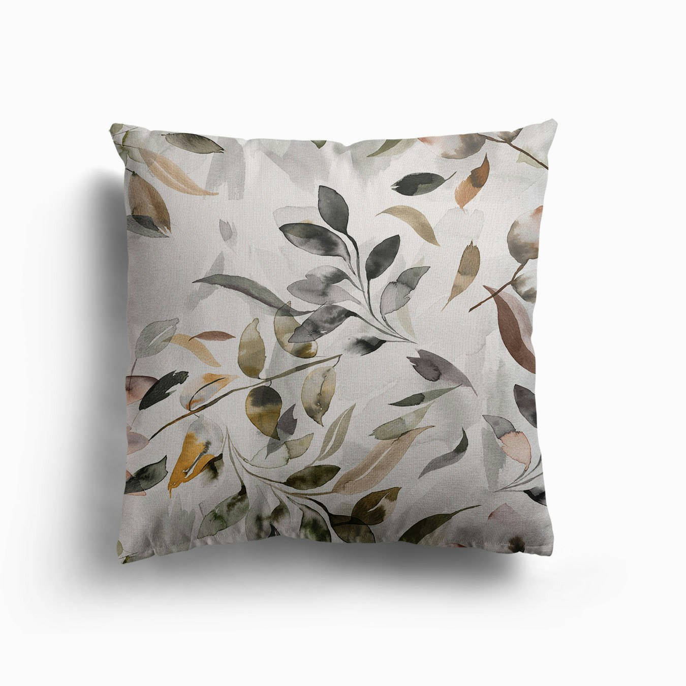 Watercolour Leaves Neutral Gray Canvas Kissen