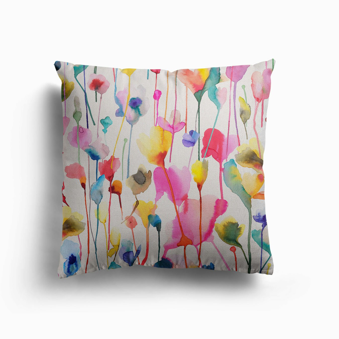 Summer Wild Rustic Flowers Colourful Canvas Cushion by Ninola Design