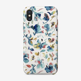 Watery Hibiscus Blue Gold Phone Case