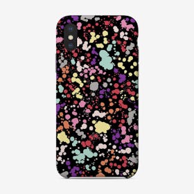 Splatter Dots Multicolored Black Phone Case