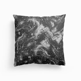 Abstract Dripping Painting Black White Cushion
