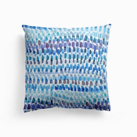 Artsy Strokes Stripes Colorful Blue Cushion