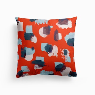 Abstract Stains Coral Cushion