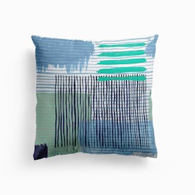 Abstract Striped Geo Green Cushion