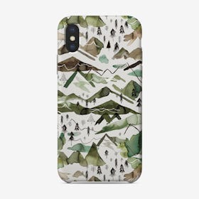 Watercolor Mountains Gold Green Phone Case