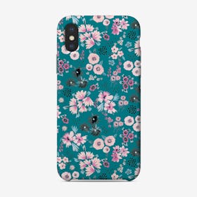 Little Flowers Dark Turquoise Phone Case