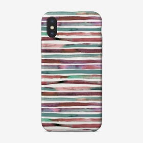 Watercolor Stripes Red And Green Phone Case