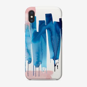 Artistic Abstract Watercolor Stripes Blue Phone Case