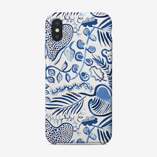 Tropical Forest Jungle Leaves Blue Phone Case