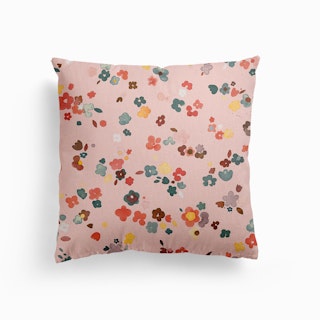 Ditsy Flowers Pastel Pink Canvas Cushion