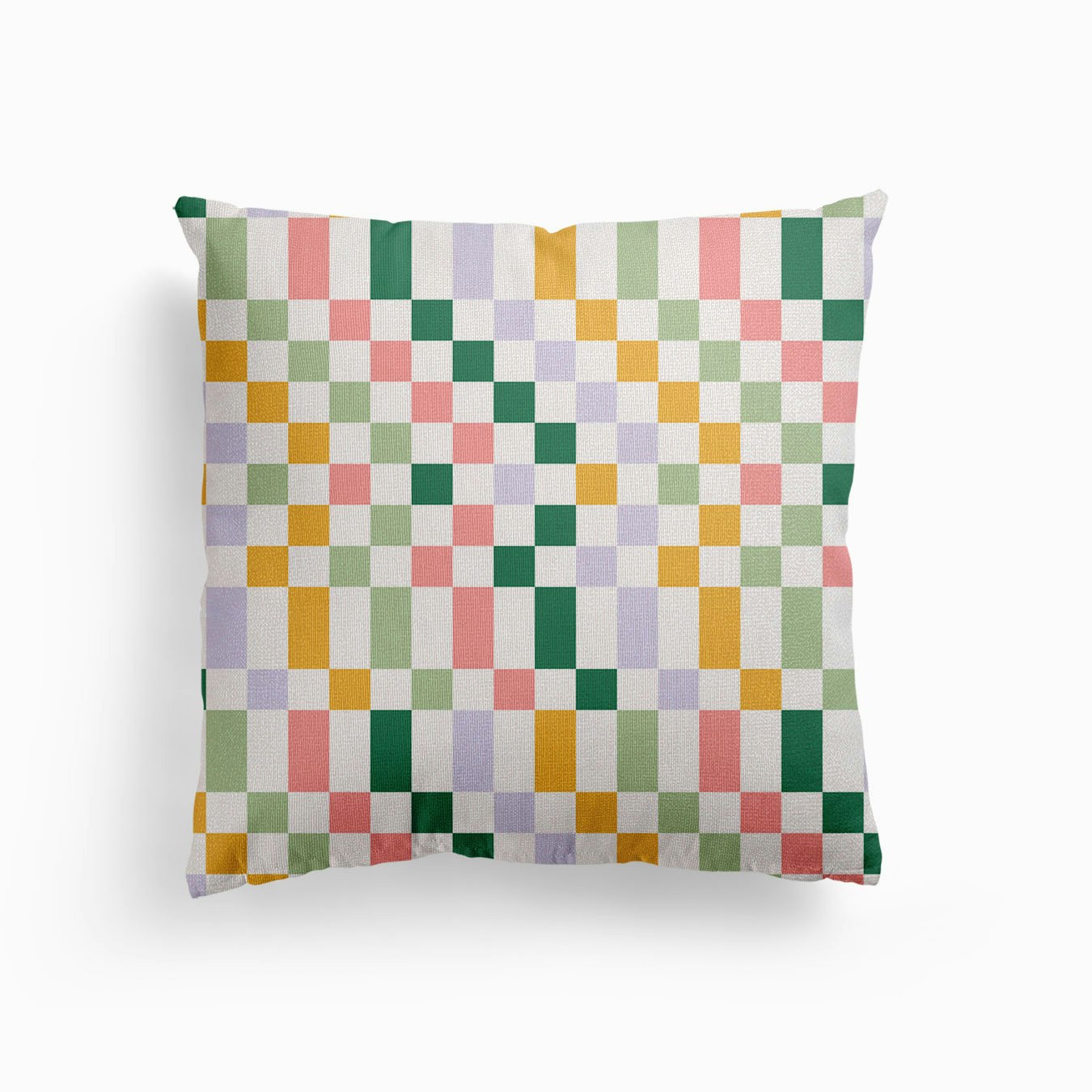 Checkered Nostalgic Squares Canvas Cushion by Ninola Design