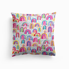 Cute Watercolor Rainbows Cushion
