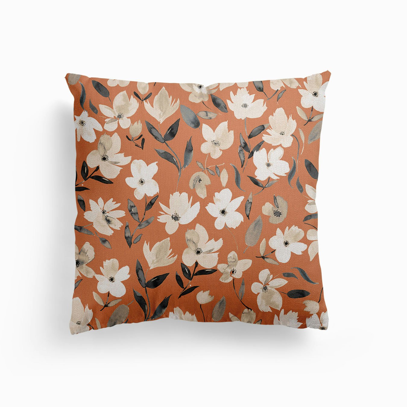 Fresh Flowers Copper Canvas Cushion by Ninola Design