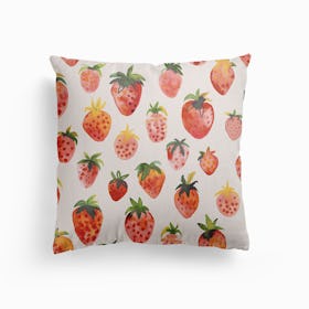 Strawberries Red Countryside Canvas Cushion