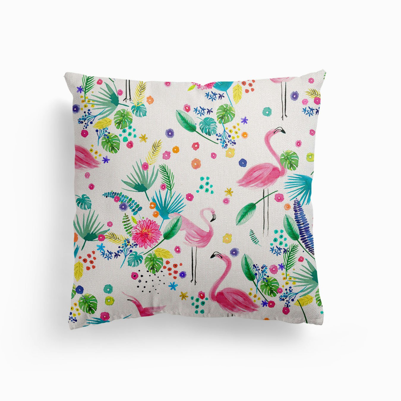 Tropical Flamingo Canvas Cushion by Ninola Design