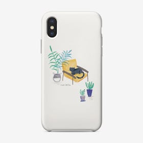 Painted Black Cat In Scandi Chair Phone Case Phone Case