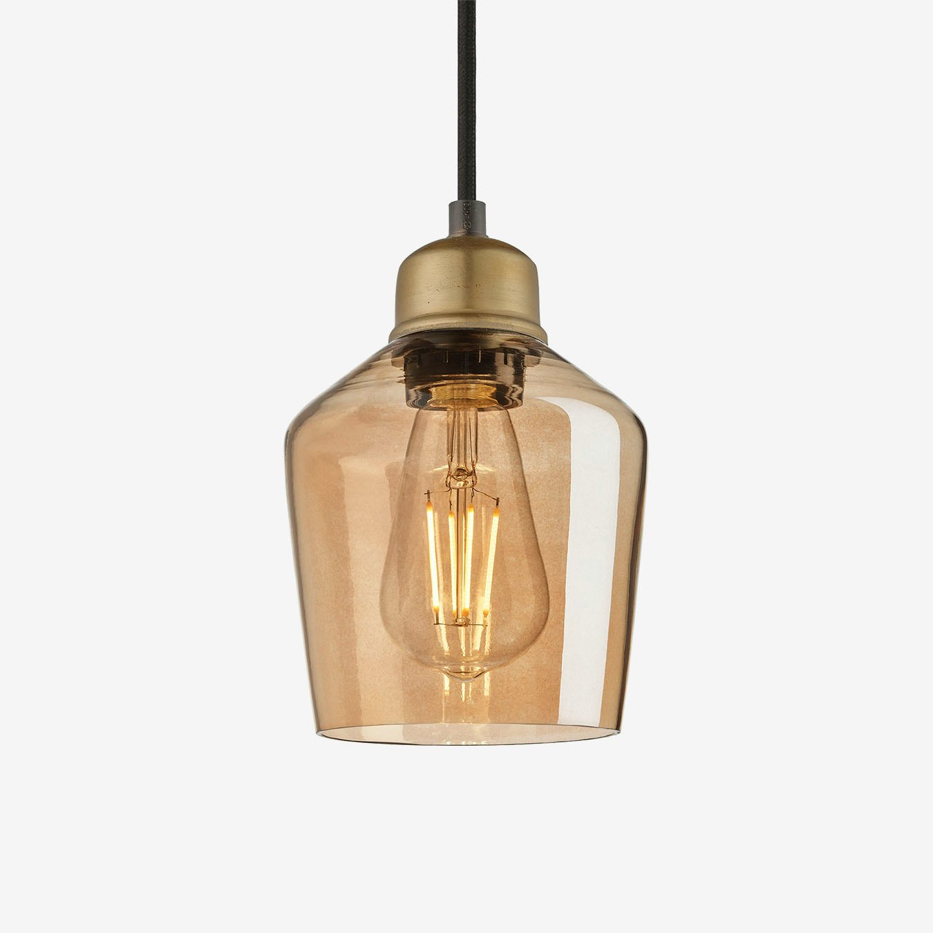 Orlando Schoolhouse Pendant Light - Amber / Brass by Industville