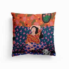 Girl In The Sofa Cushion