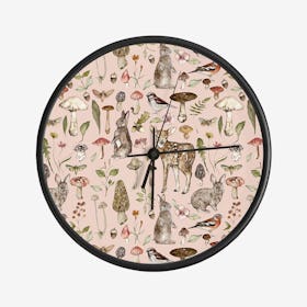 Pink Woodland Clock