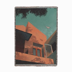 Paper Airplane Pink Architecture Woven Throw