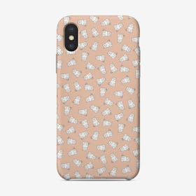 White Cat Pattern On Blush Pink Phone Case