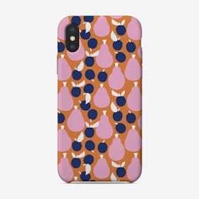 Pears And Plums On Orange Phone Case