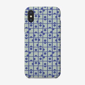 Blue Retro Circles Pattern Phone Case