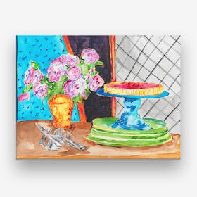 Flowers And Pie Canvas Print