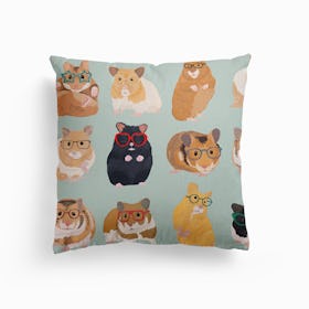 Hamsters In Glasses Canvas Cushion
