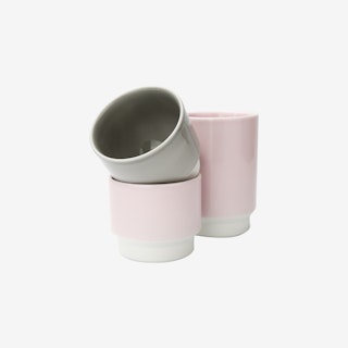 Hasami Pastel Grey and Pink Cups (set of 3)