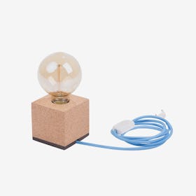 Moco Table Lamp - Baby Blue Cable - Cork