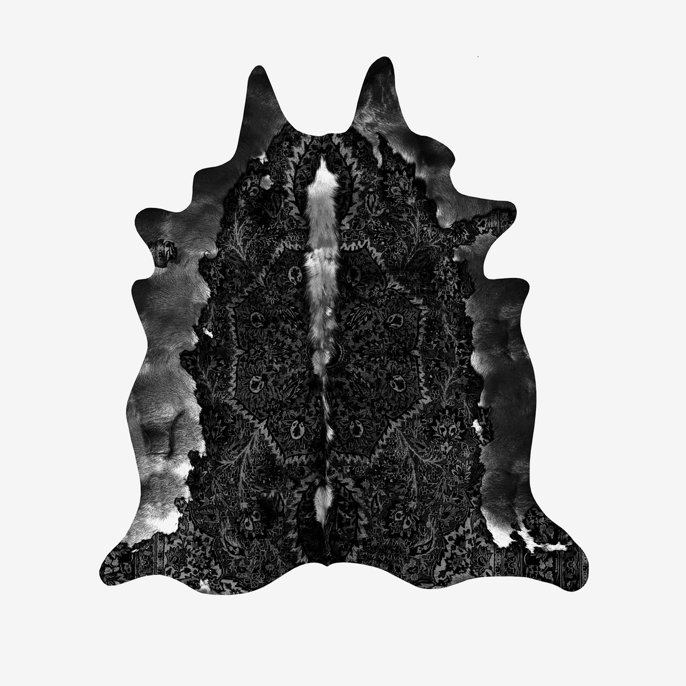 Persian Faux Cowhide Rug In Black Persian Faux Cowhide Rug In Black
