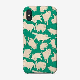 Cats Green Pattern Back Phone Case