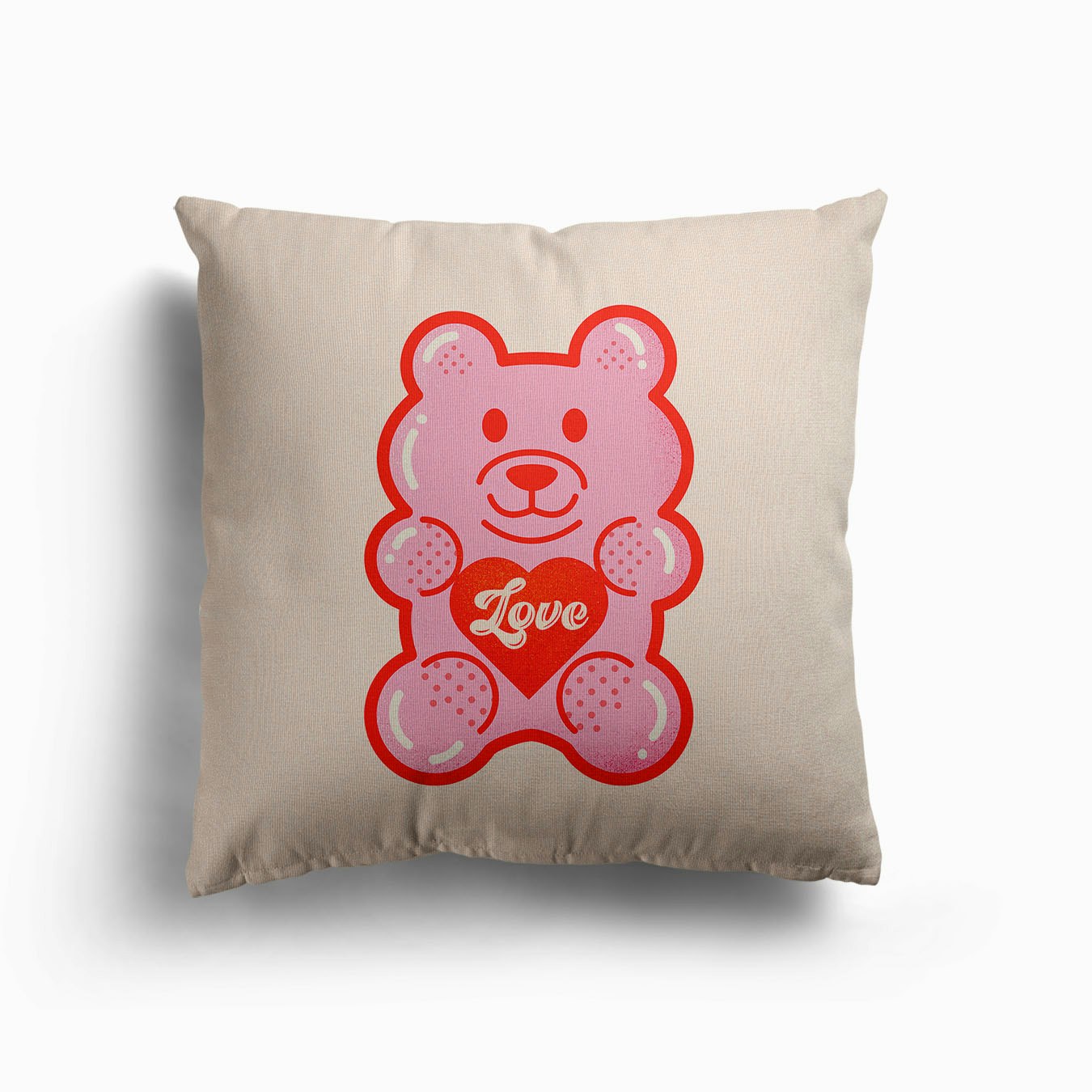 Large Love Jelly Bear Canvas Cushion by showmemars