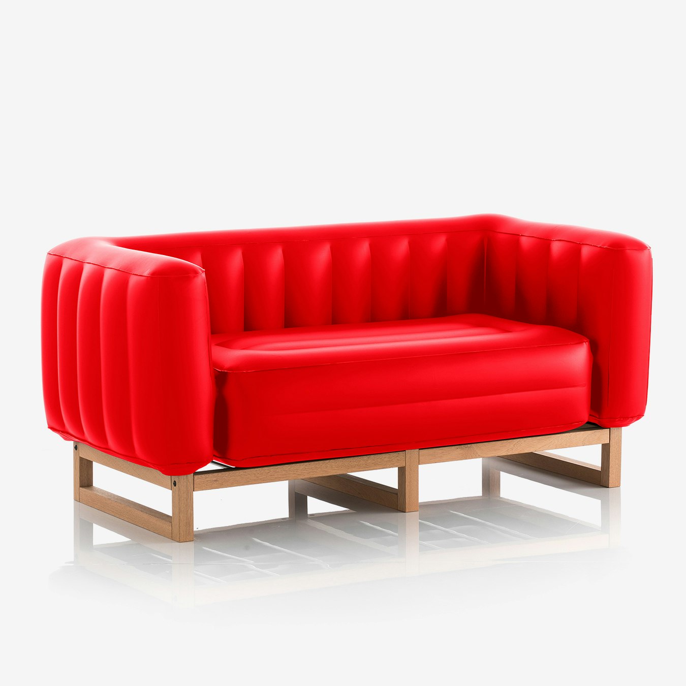 YOMI SOFA - Opaque Red - Wood Frame