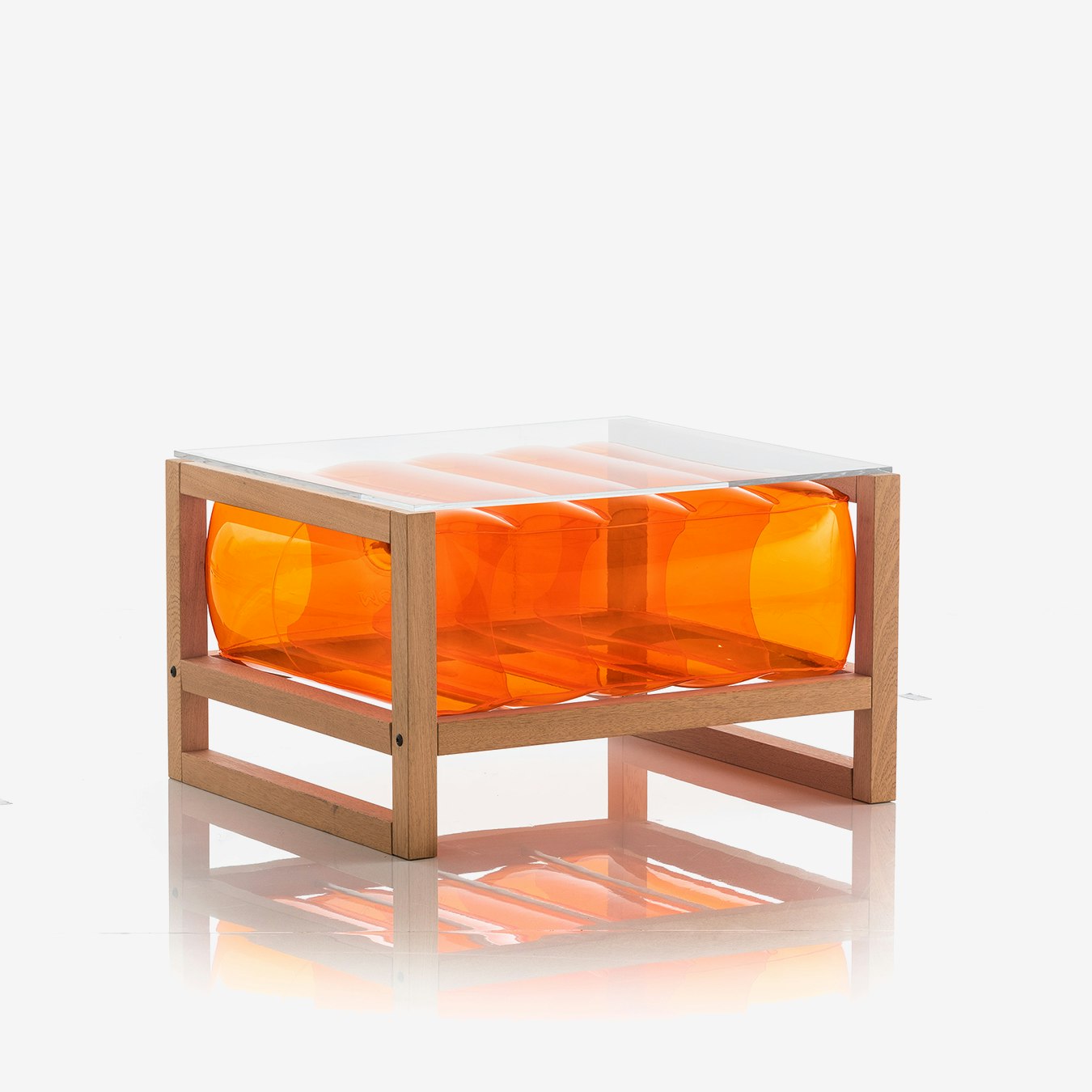 YOKO COFFE TABLE - Crystal Orange - Wood Frame
