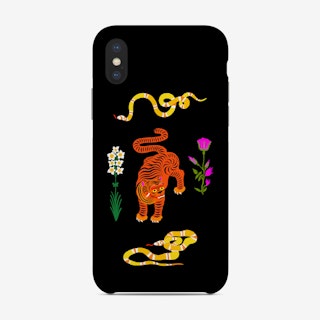 Tiger And Snakes Flowers Phone Case