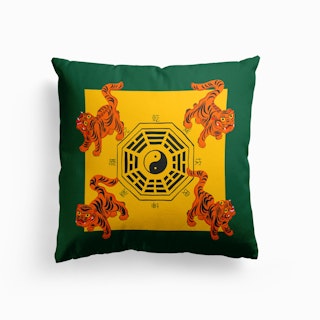 Bagua Tigers Green Cushion