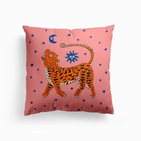 Tiger Temple Stars Pink And Blue Cushion
