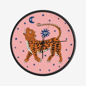Tiger Temple Stars Pink Clock
