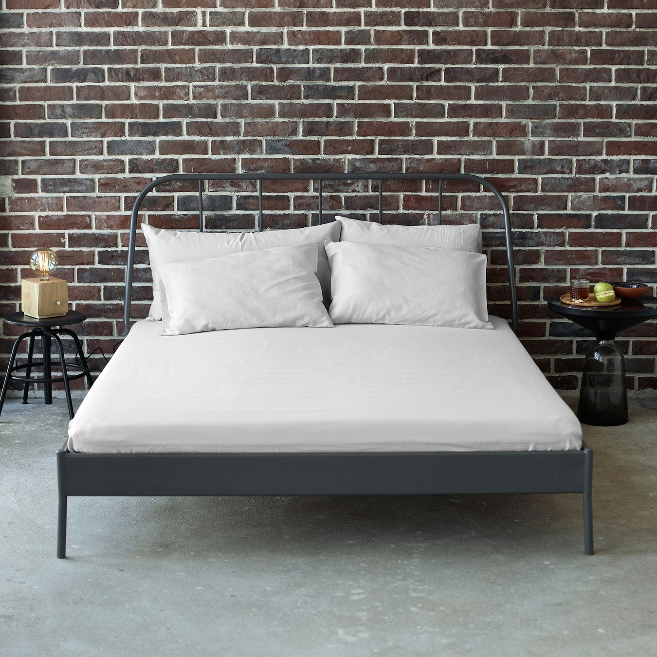 Sateen Fitted Sheet - Light Grey