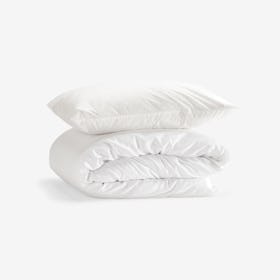 Single Percale Duvet Set (Duvet Cover + Pillow Case) - White